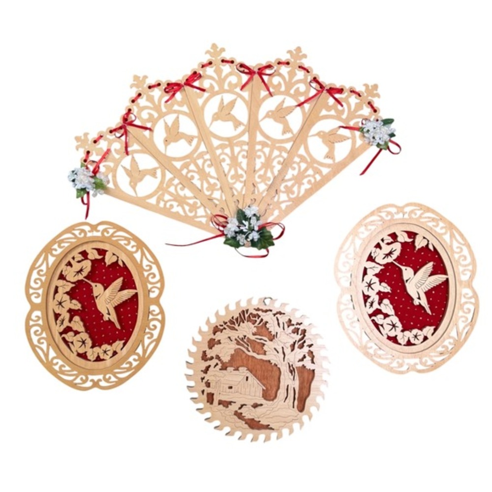 Handmade Wood Fretwork Wall Decor Hummingbird Cabin‎ Cottagecore Art Set 4pc OS